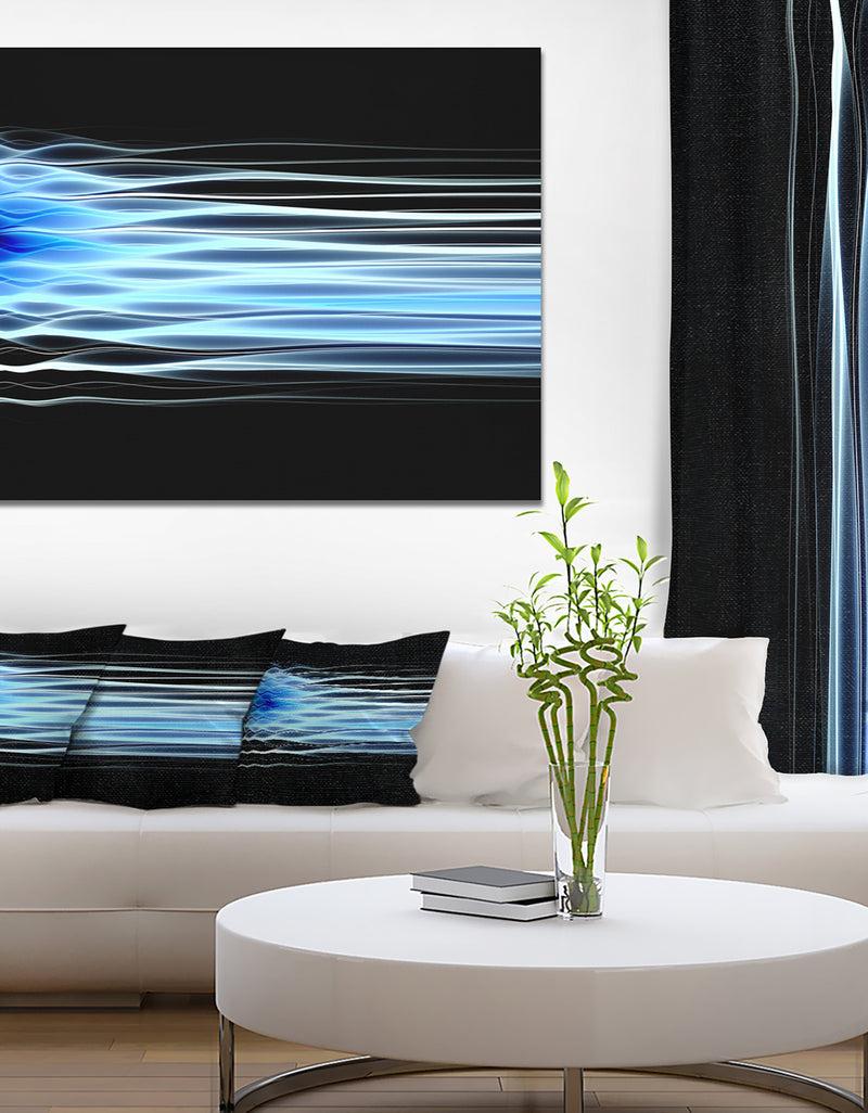 DesignQ Light Blue Fractal Waves - Extra Large Abstract Canvas Art Print