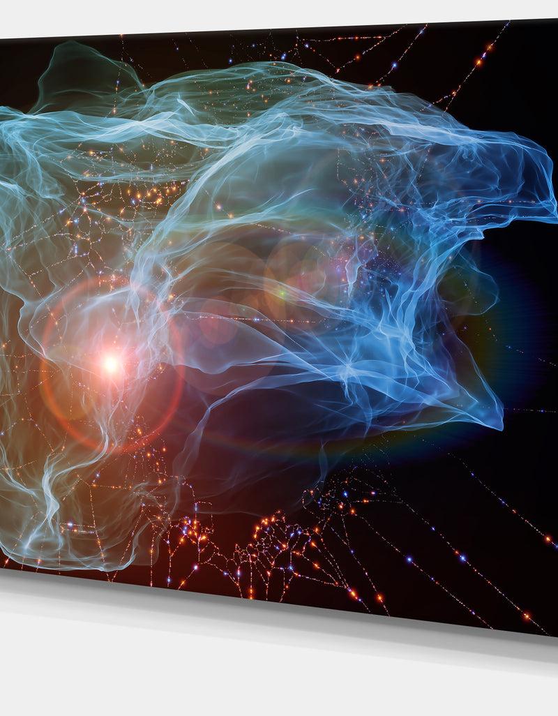 DesignQ Light Blue Lights Of Network - Abstract Digital Art Canvas Print