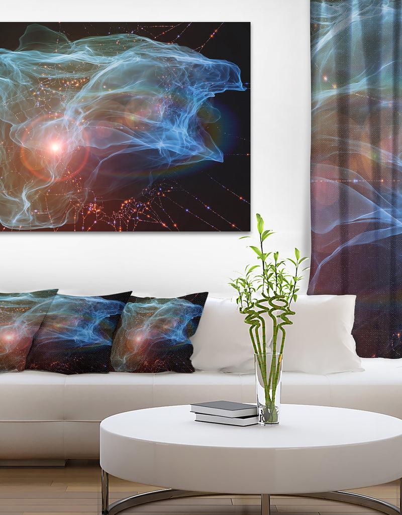 DesignQ Light Blue Lights of Network - Abstract Digital Art Canvas Print