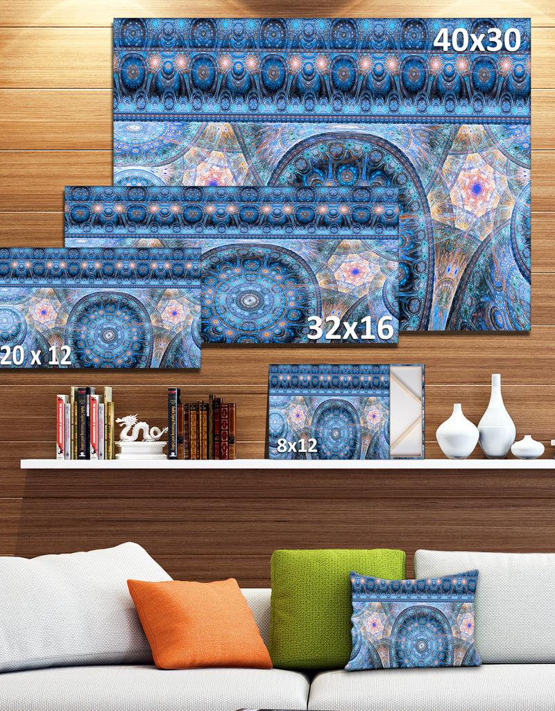 DesignQ Light Blue Living Cells Fractal Design - Extra Large Abstract Canvas Art Print