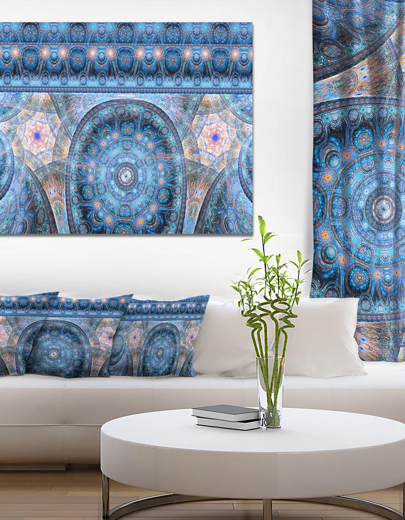 DesignQ Light Blue Living Cells Fractal Design - Extra Large Abstract Canvas Art Print