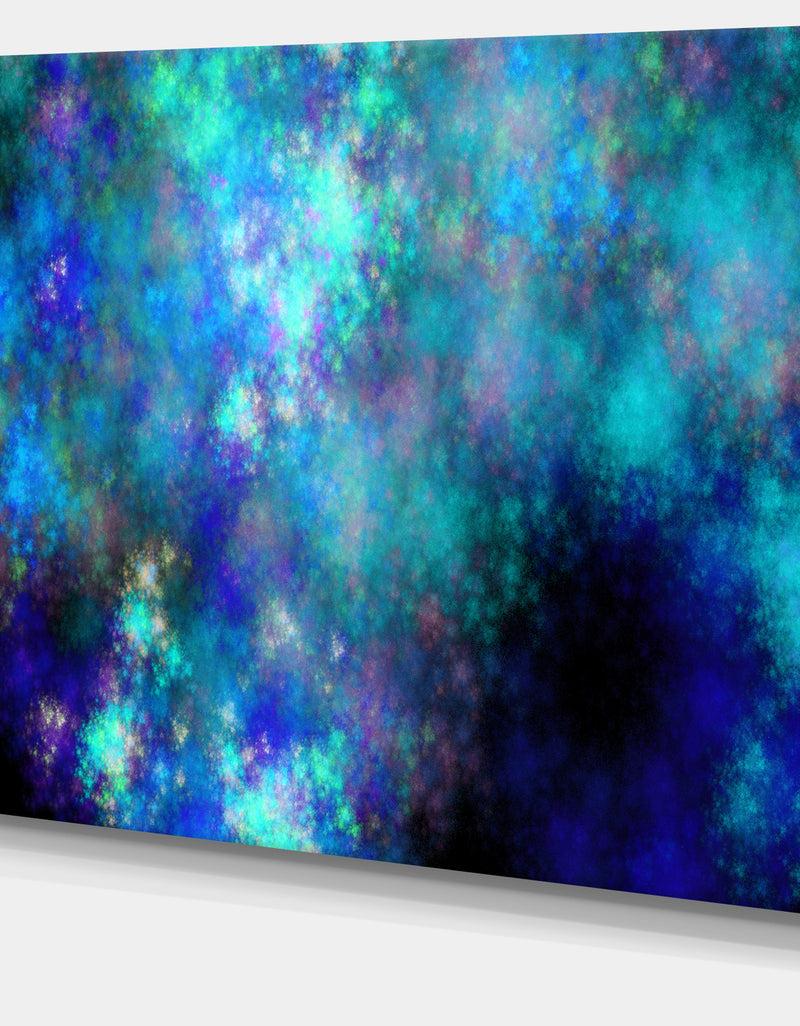 DesignQ Light Blue Starry Fractal Sky - Abstract Artwork On Canvas