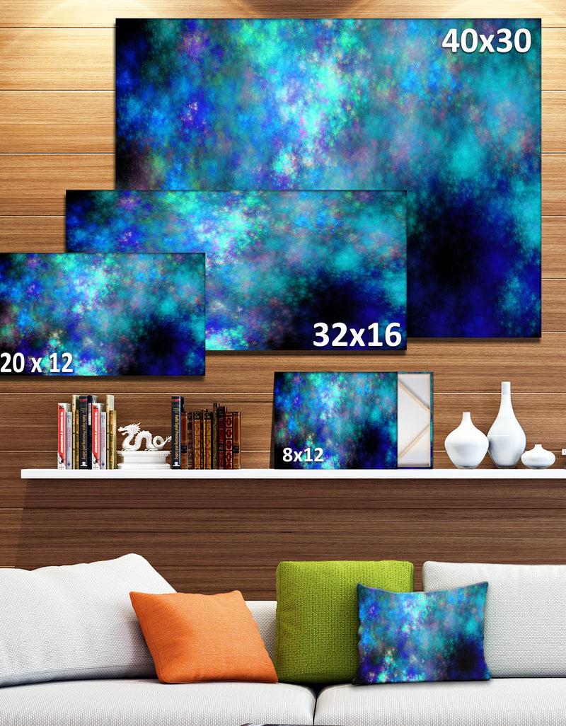 DesignQ Light Blue Starry Fractal Sky - Abstract Artwork On Canvas