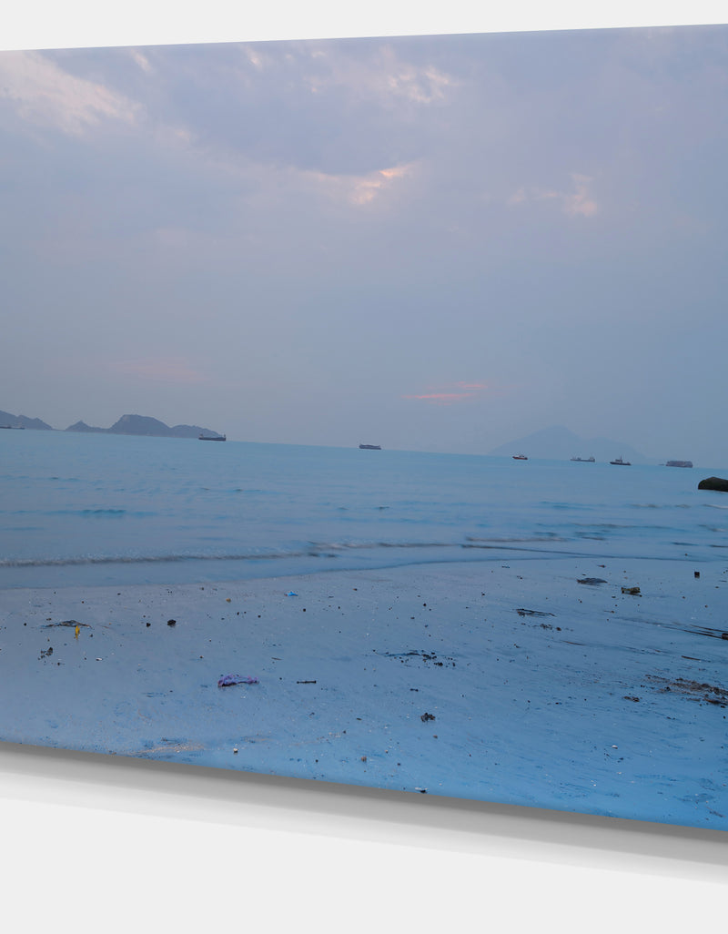 DesignQ Light Blue Sunset At Lung Kwu Tan Beach - Landscape Artwork Canvas