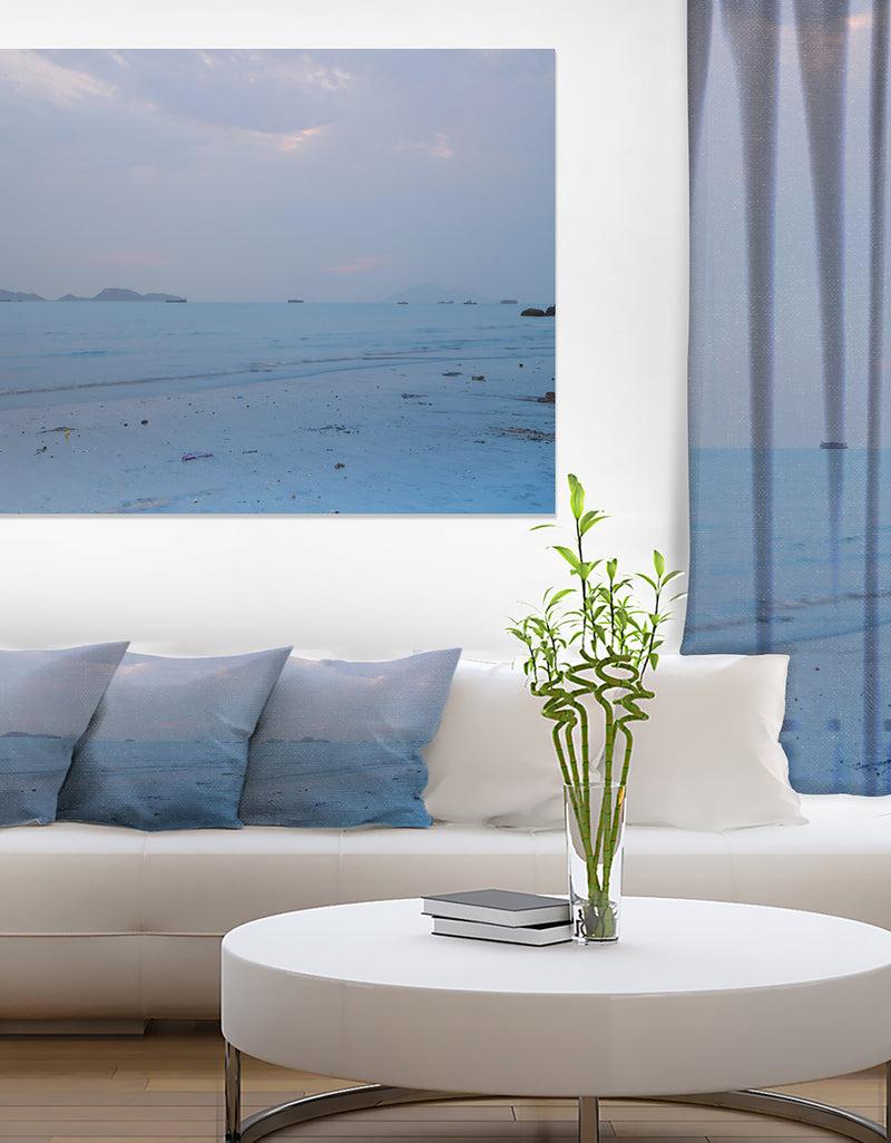 DesignQ Light Blue Sunset At Lung Kwu Tan Beach - Landscape Artwork Canvas