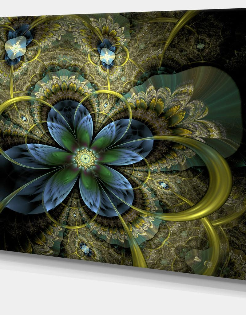 DesignQ Light Fractal Flower And Butterfly - Digital Art Floral Canvas Print