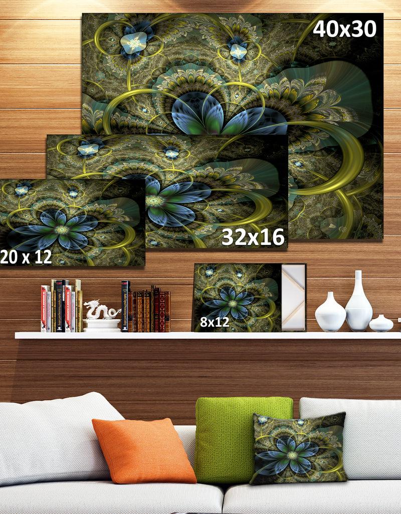 DesignQ Light Fractal Flower And Butterfly - Digital Art Floral Canvas Print