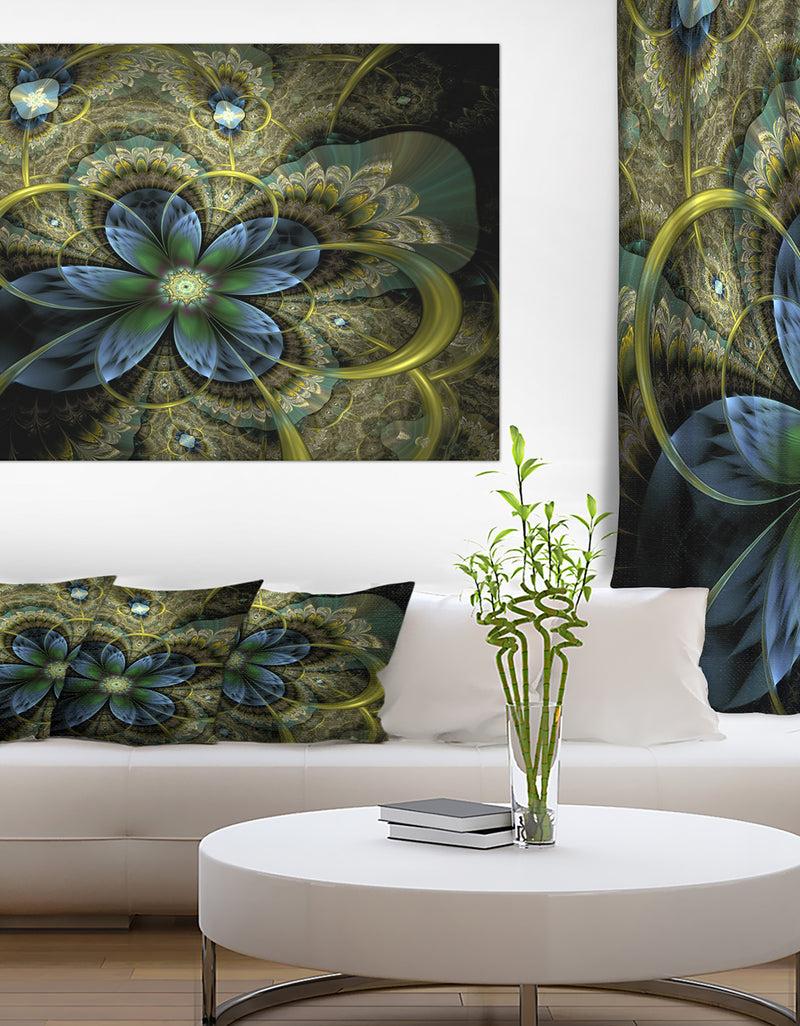 DesignQ Light Fractal Flower and Butterfly - Digital Art Floral Canvas Print