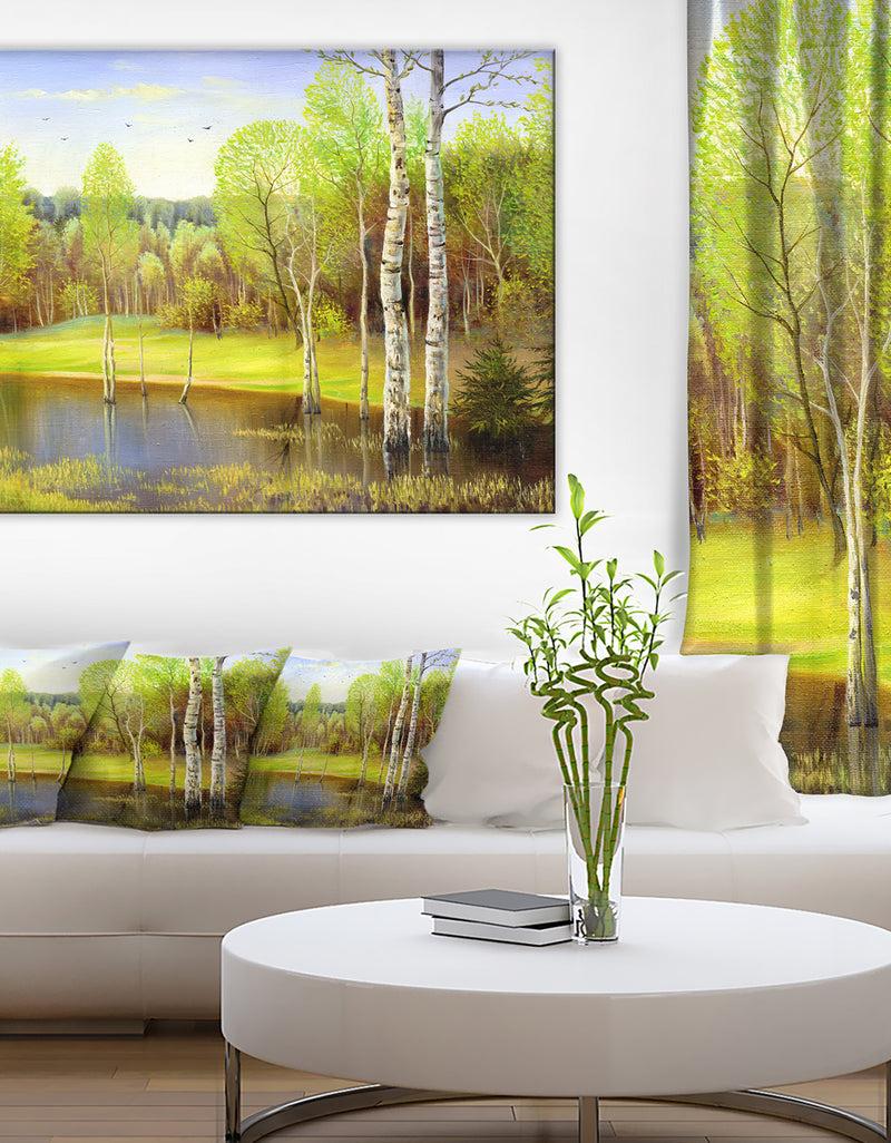 DesignQ Light Green Autumn - Landscape Canvas Art Print