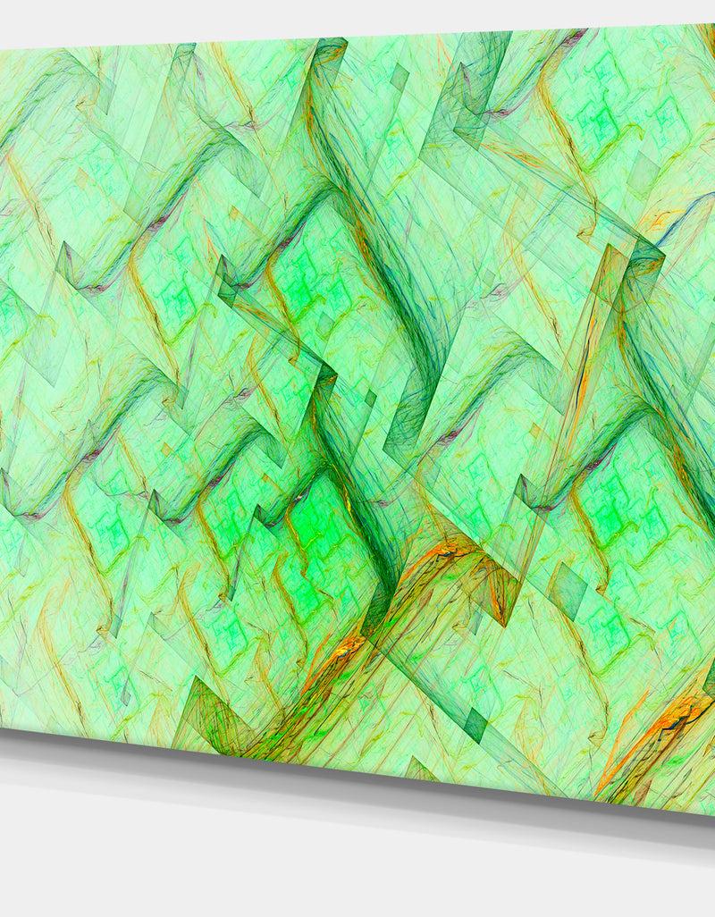 DesignQ Light Green Electric Lightning - Abstract Art On Canvas