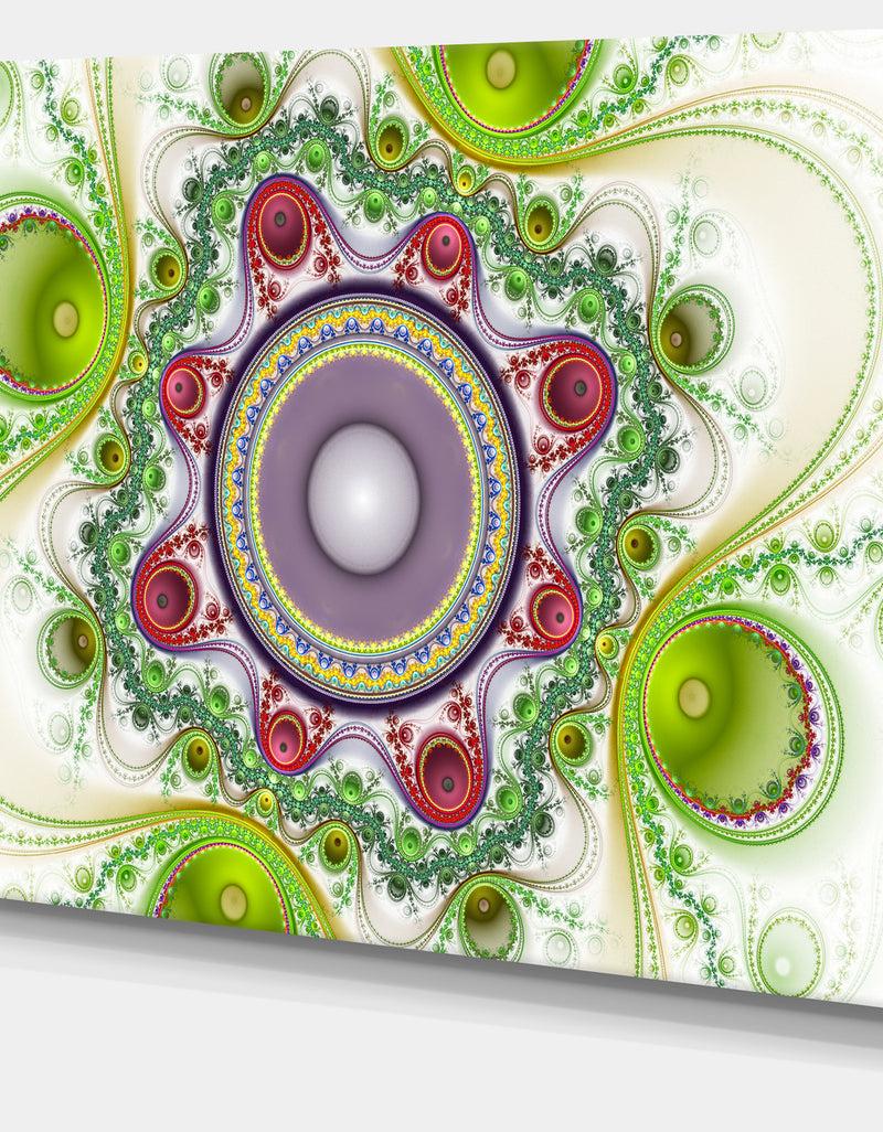 DesignQ Light Green Pattern With Circles - Large Wall Art On Canvas