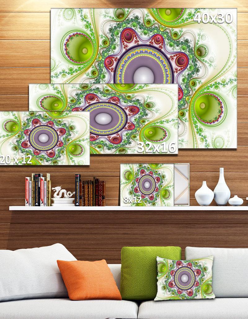 DesignQ Light Green Pattern With Circles - Large Wall Art On Canvas