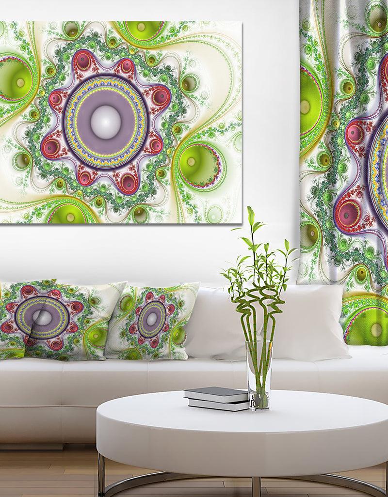 DesignQ Light Green Pattern with Circles - Large Wall Art on Canvas