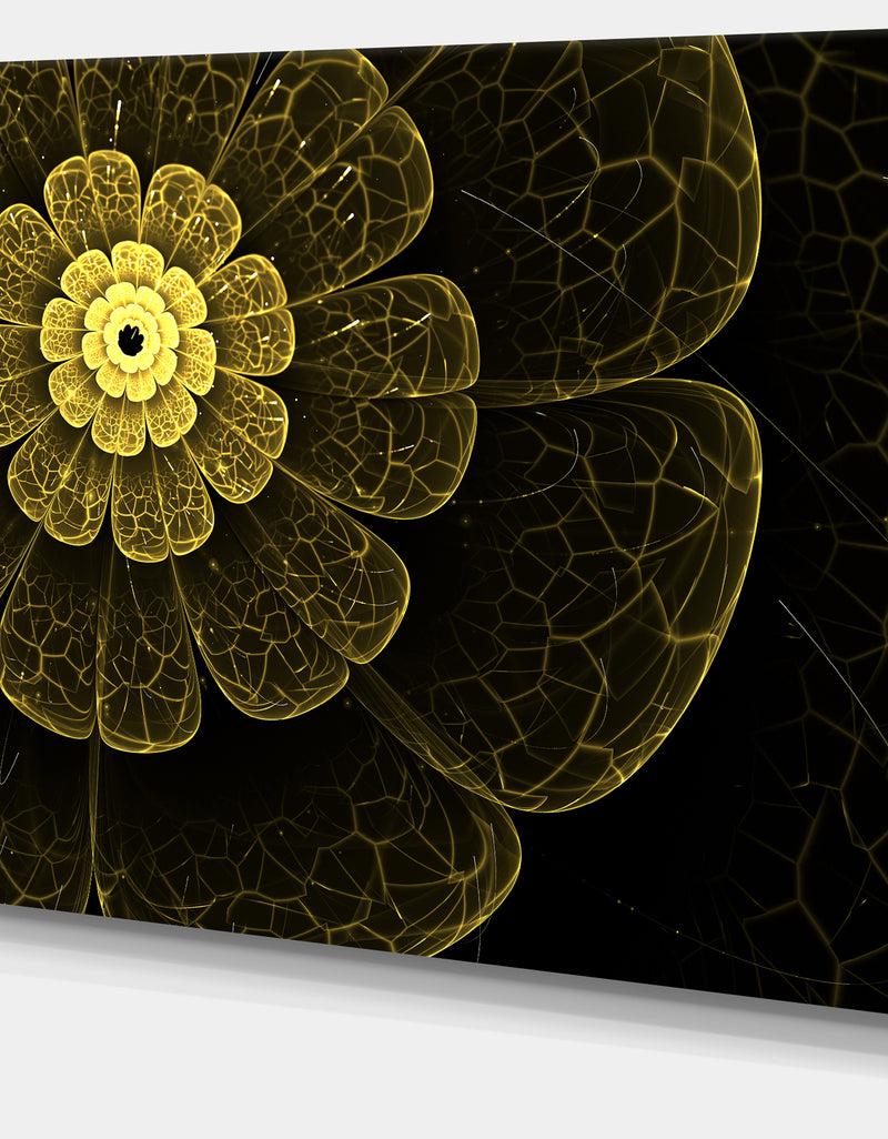 DesignQ Light Yellow Metallic Fabric Flower - Digital Art Canvas Print