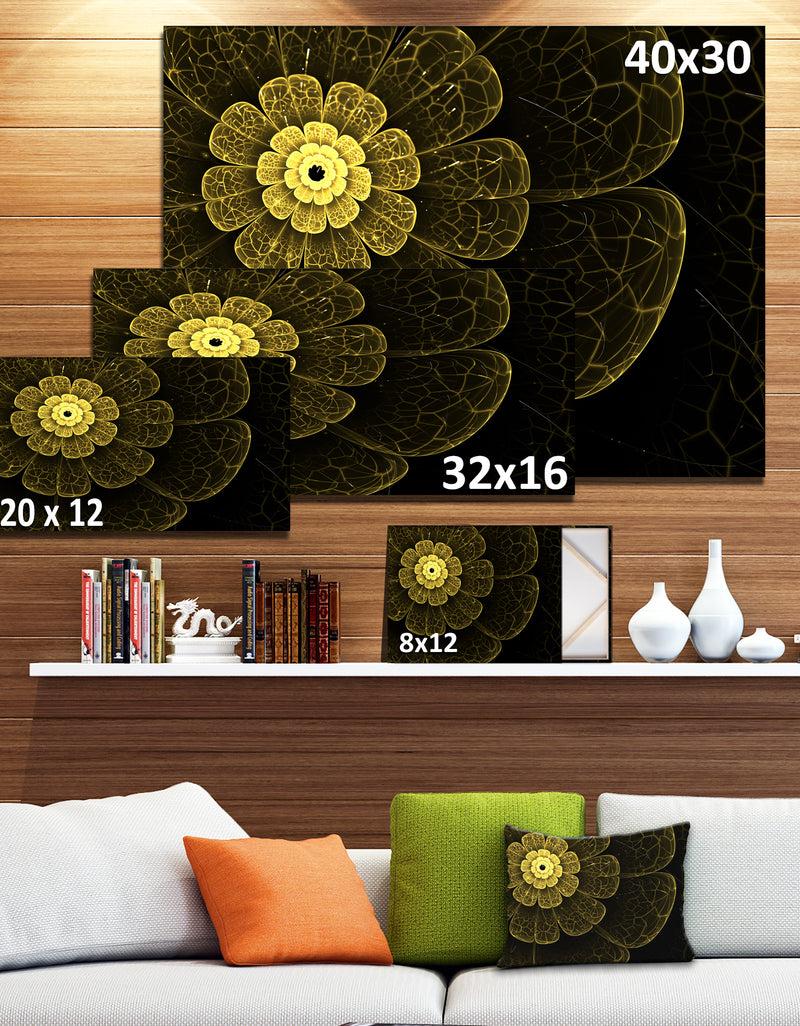 DesignQ Light Yellow Metallic Fabric Flower - Digital Art Canvas Print