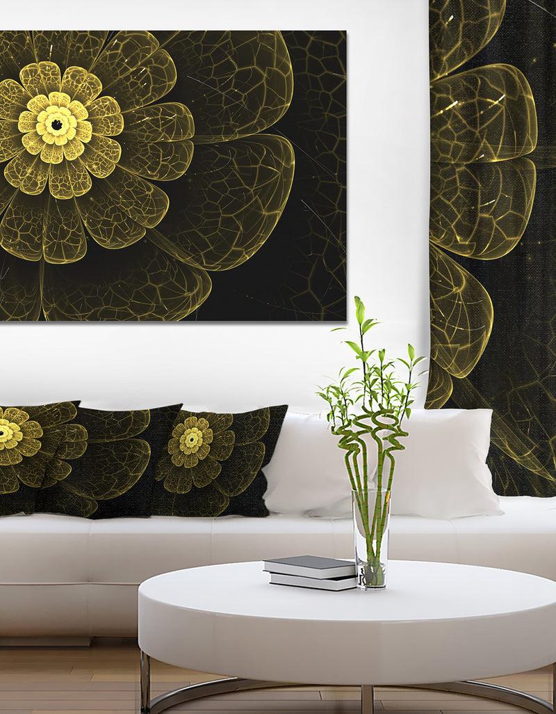 DesignQ Light Yellow Metallic Fabric Flower - Digital Art Canvas Print