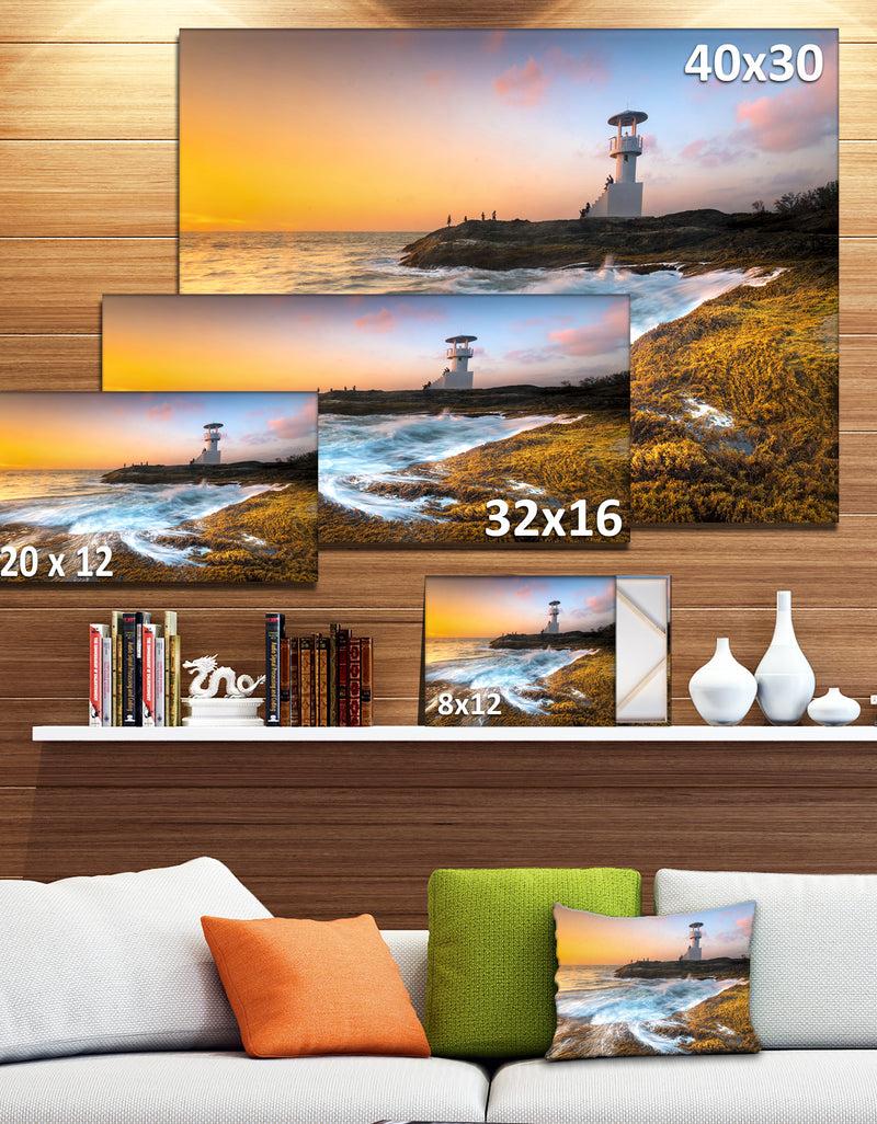 DesignQ Lighthouse On Beautiful Seashore - Seashore Wall Art On Canvas