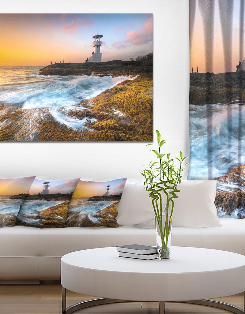 DesignQ Lighthouse on Beautiful Seashore - Seashore Wall Art on Canvas