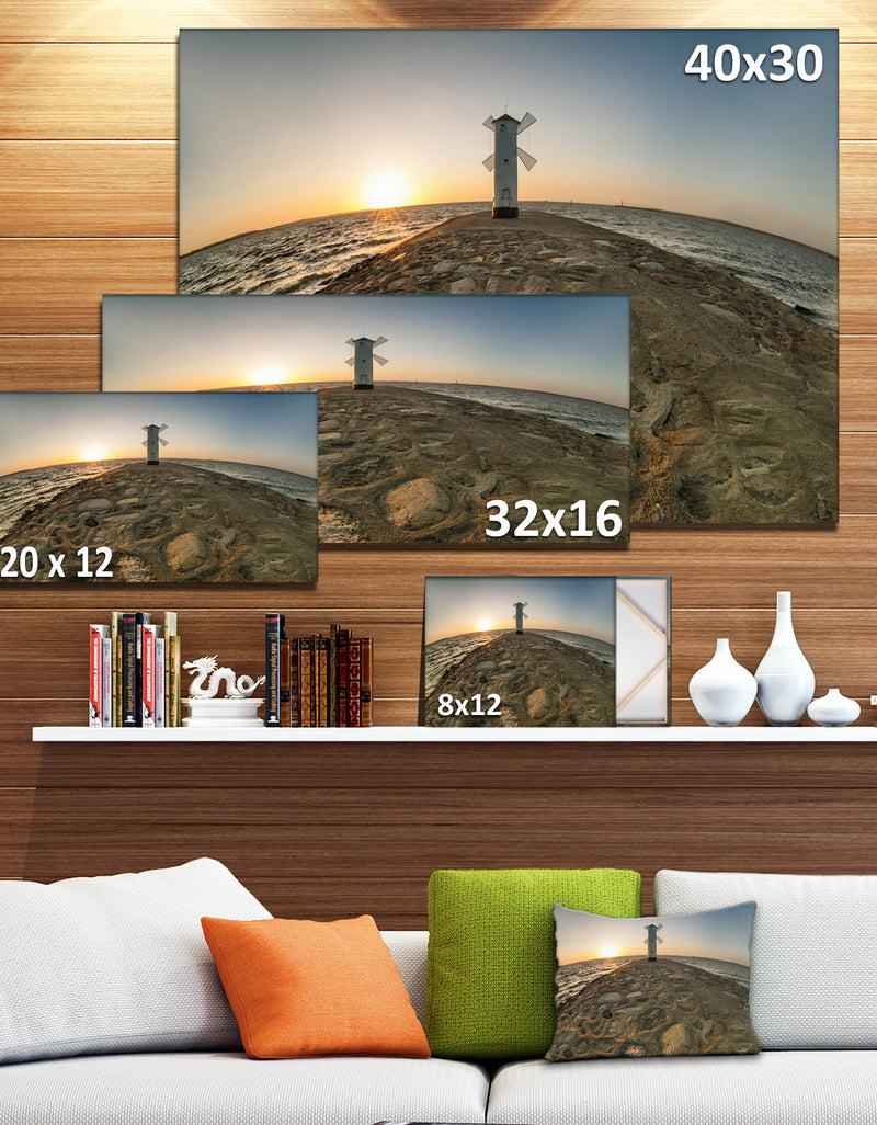 DesignQ Lighthouse Windmill Stawa Mlyny - Seashore Canvas Wall Artwork