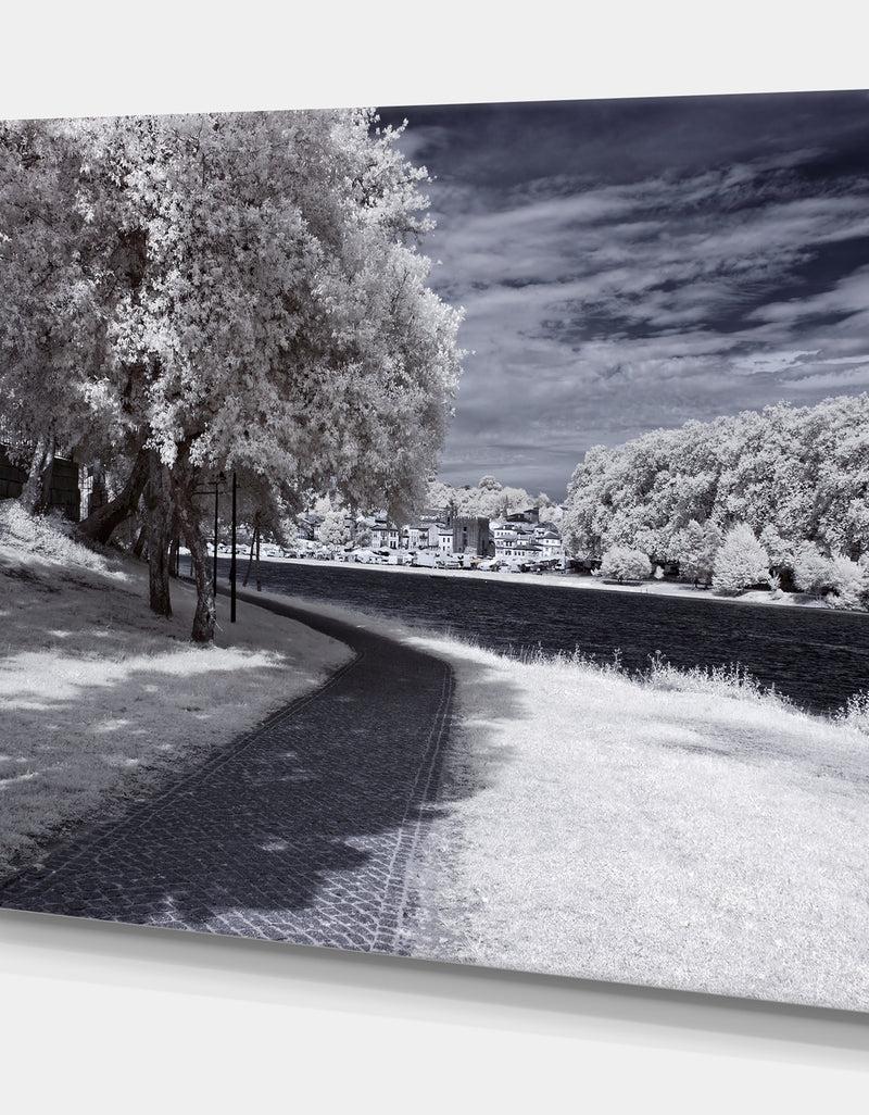 DesignQ Lima River Bank In Spring Sunny Afternoon - Landscapes Photography On Wrapped Canvas