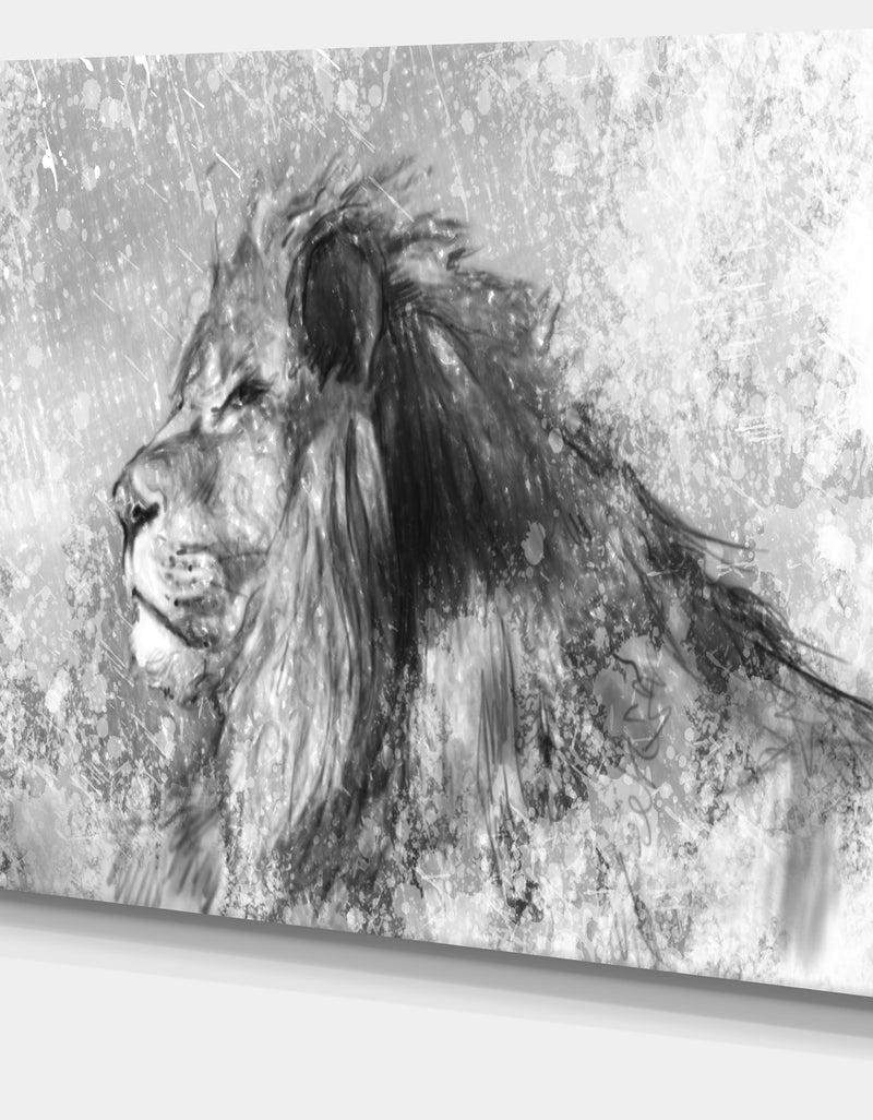 DesignQ Lion Tattoo Illustration Art - Digital Art Canvas Print