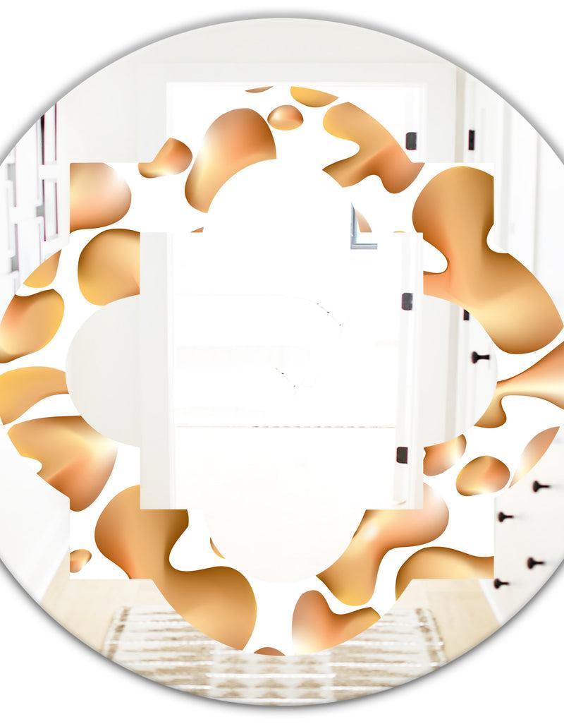 DesignQ Liquid Gold I - Modern Round Or Oval Wall Mirror - Quatrefoil