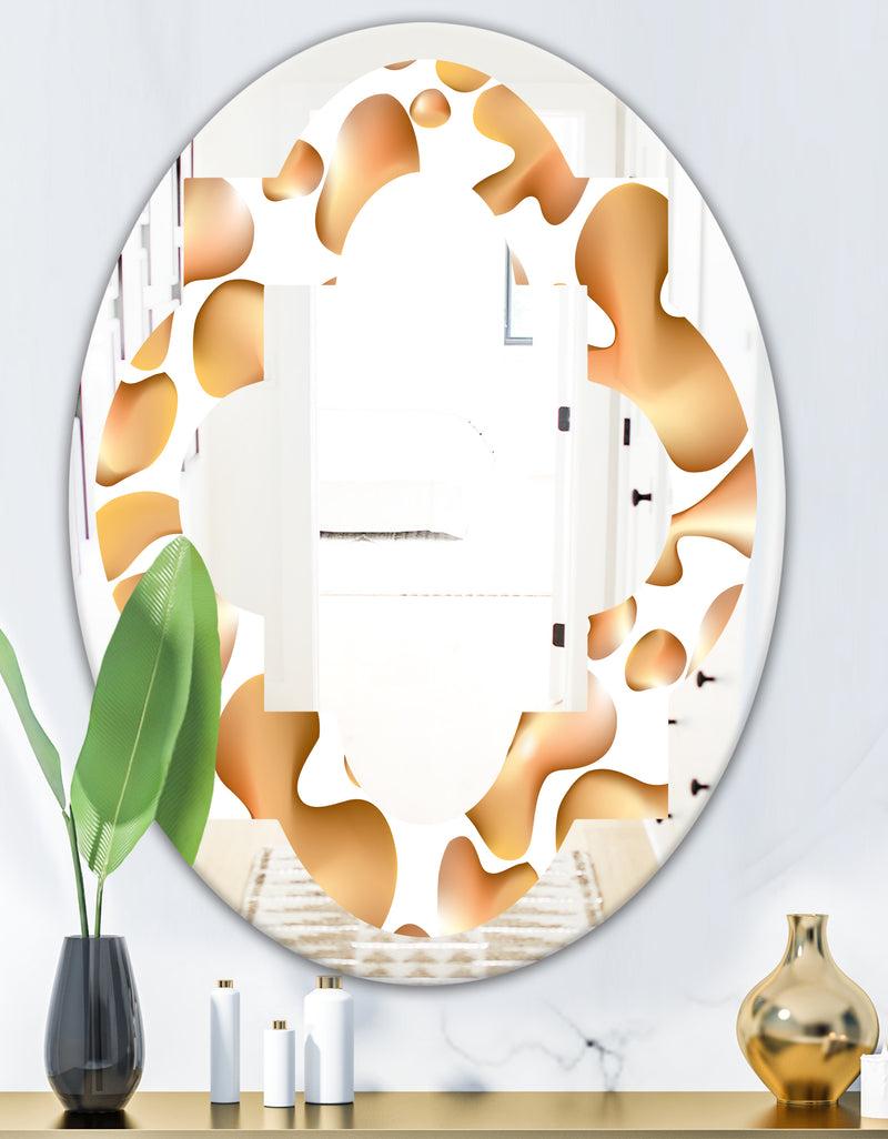 DesignQ Liquid Gold I - Modern Round Or Oval Wall Mirror - Quatrefoil