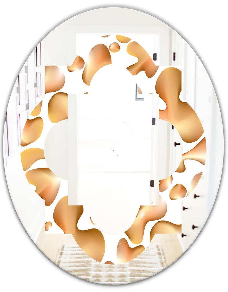 DesignQ Liquid Gold I - Modern Round Or Oval Wall Mirror - Quatrefoil