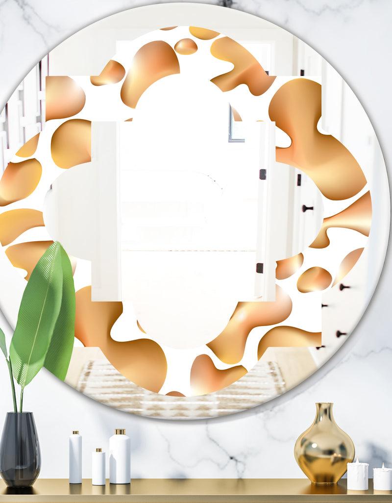 DesignQ Liquid Gold I - Modern Round or Oval Wall Mirror - Quatrefoil