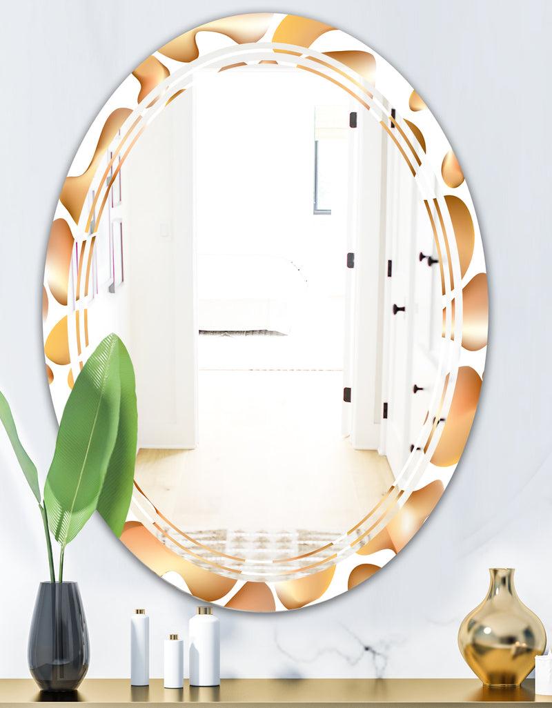 DesignQ Liquid Gold I - Modern Round Or Oval Wall Mirror - Triple C