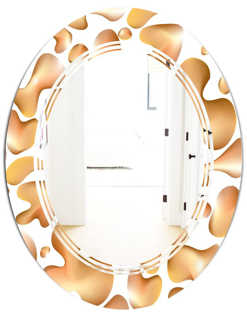 DesignQ Liquid Gold I - Modern Round Or Oval Wall Mirror - Triple C