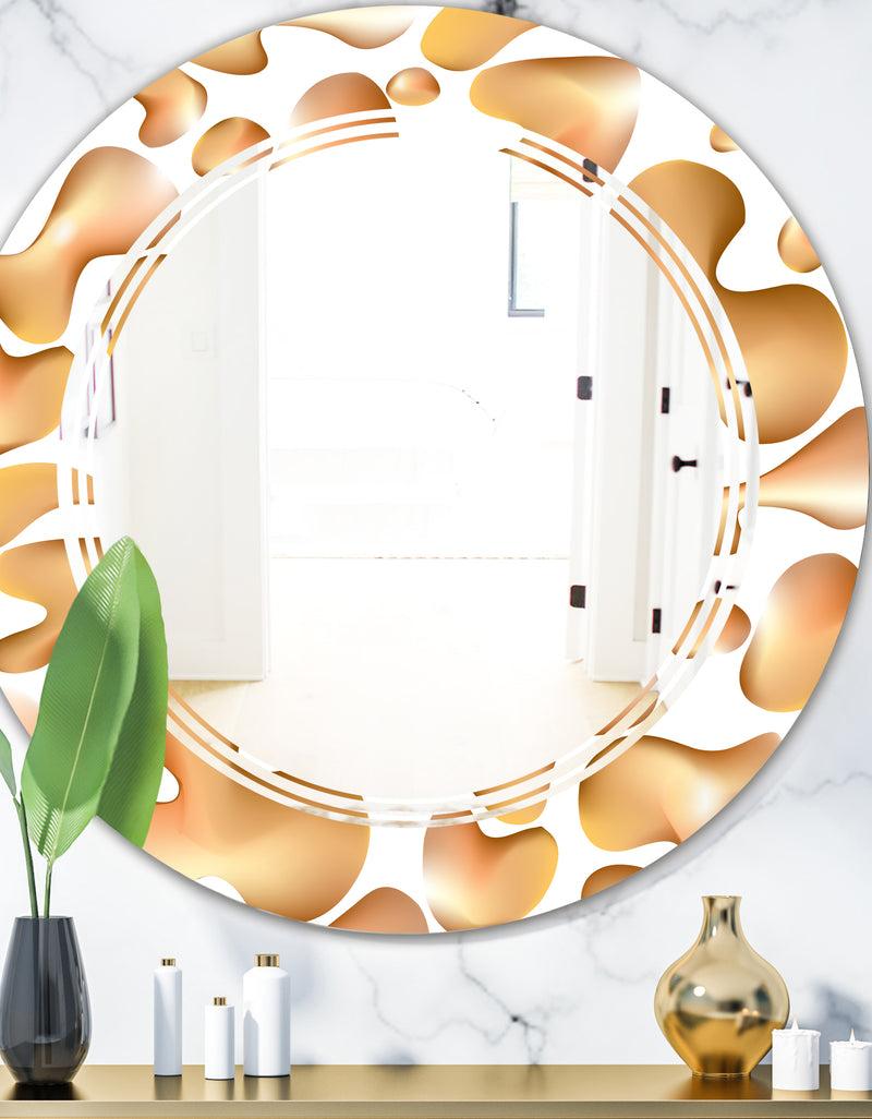 DesignQ Liquid Gold I - Modern Round or Oval Wall Mirror - Triple C