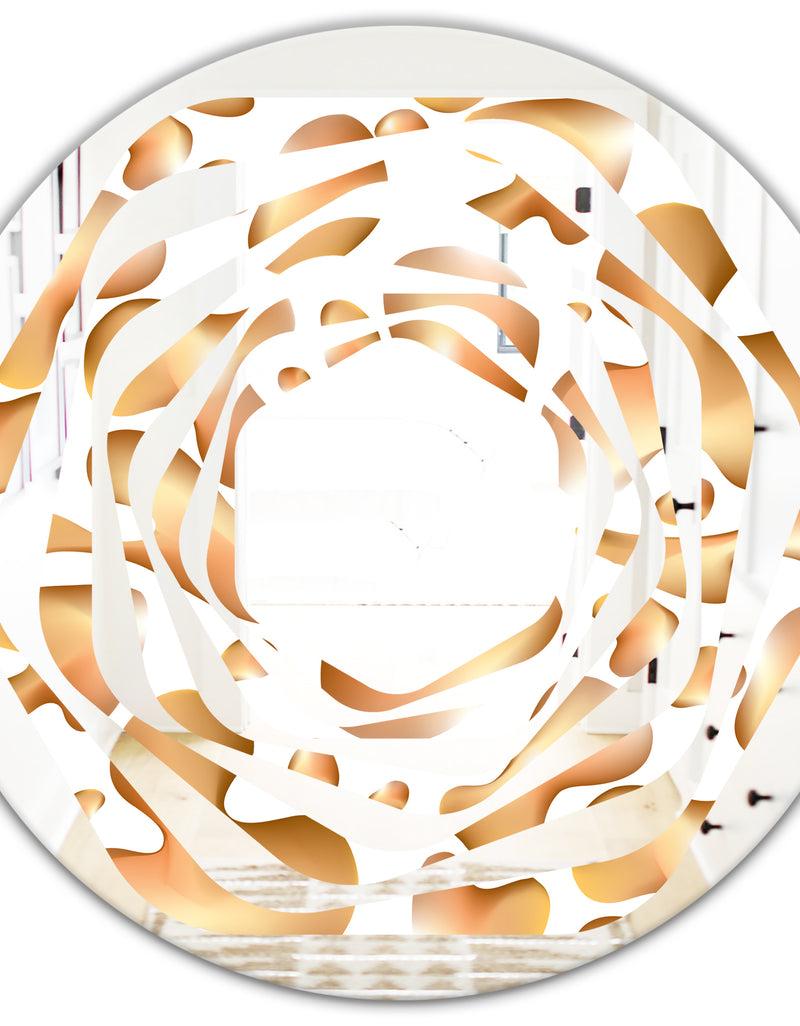 DesignQ Liquid Gold I - Modern Round Or Oval Wall Mirror - Whirl