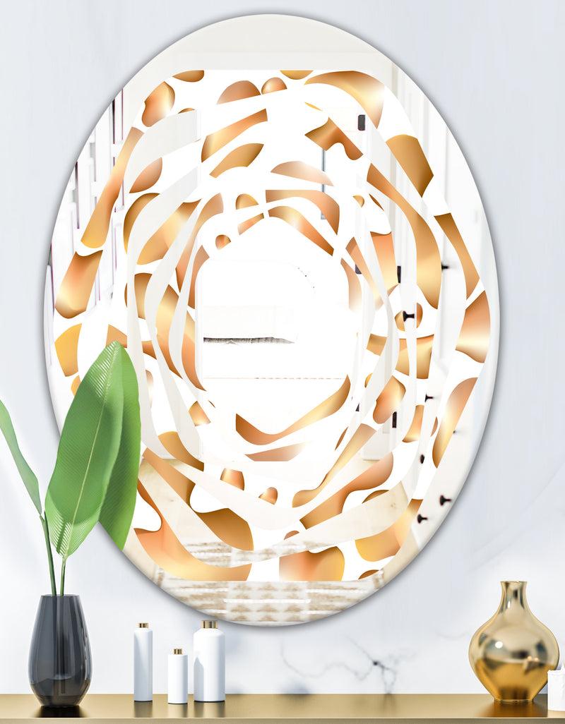 DesignQ Liquid Gold I - Modern Round Or Oval Wall Mirror - Whirl
