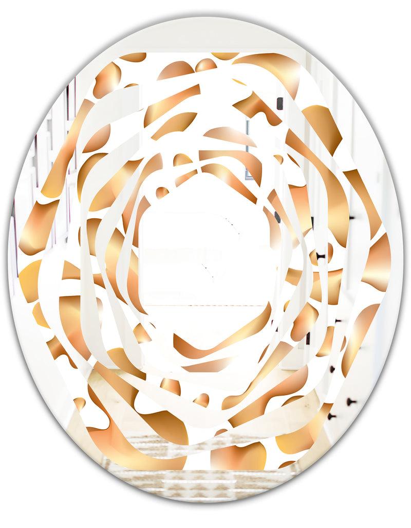 DesignQ Liquid Gold I - Modern Round Or Oval Wall Mirror - Whirl