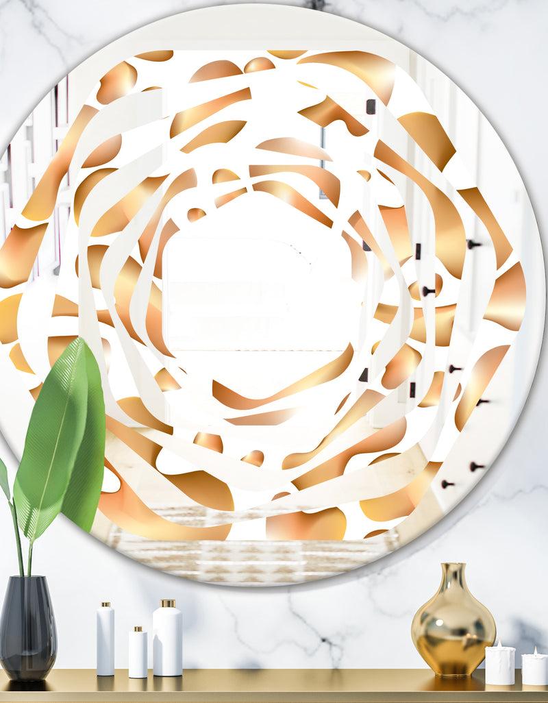 DesignQ Liquid Gold I - Modern Round or Oval Wall Mirror - Whirl