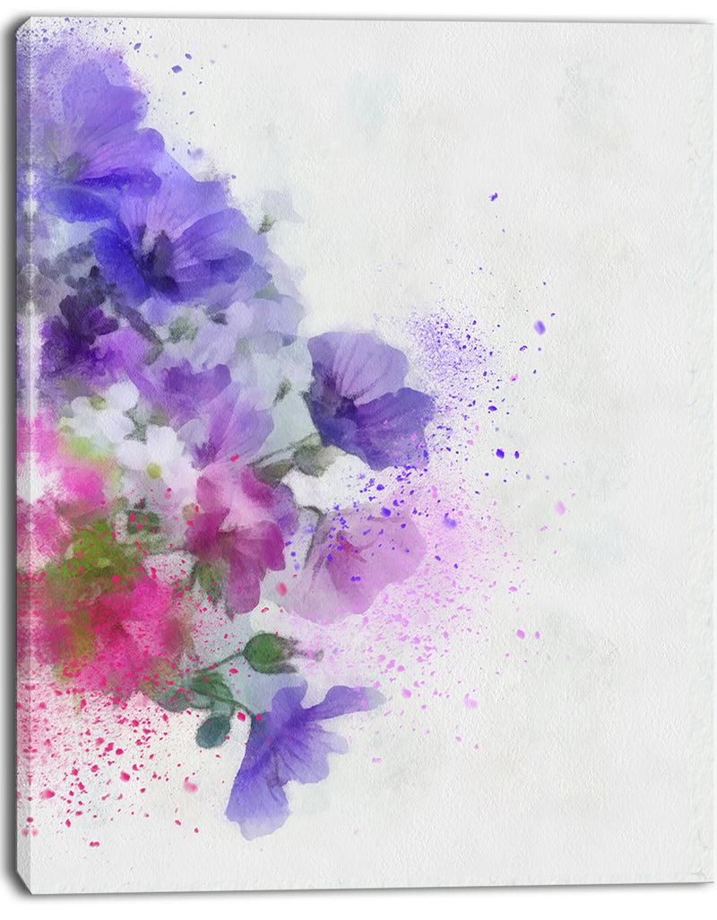 DesignQ Little Purple Flowers Hand-drawn - Flowers Canvas Wall Artwork