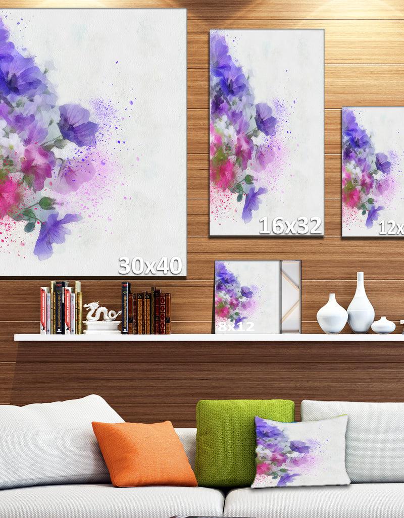 DesignQ Little Purple Flowers Hand-drawn - Flowers Canvas Wall Artwork