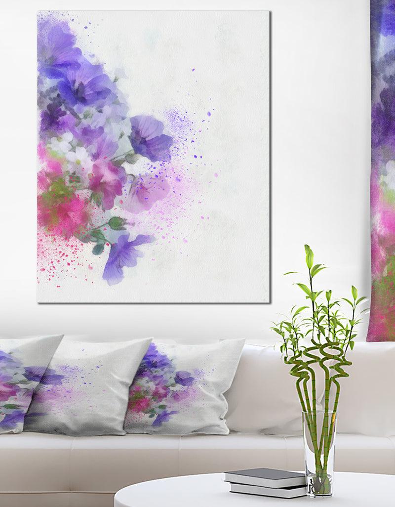 DesignQ Little Purple Flowers Hand-drawn - Flowers Canvas Wall Artwork