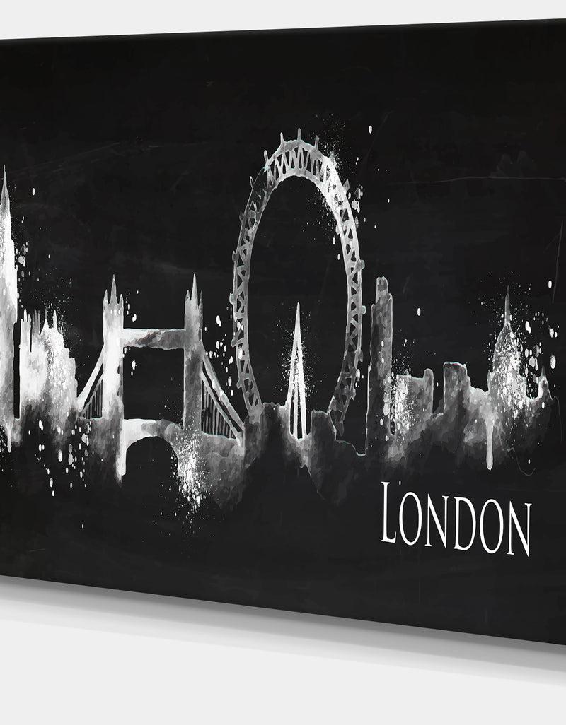 DesignQ London Dark Silhouette - Cityscape Painting Canvas Print