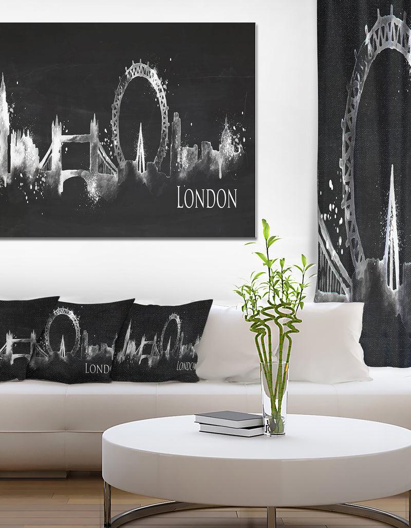 DesignQ London Dark Silhouette - Cityscape Painting Canvas Print