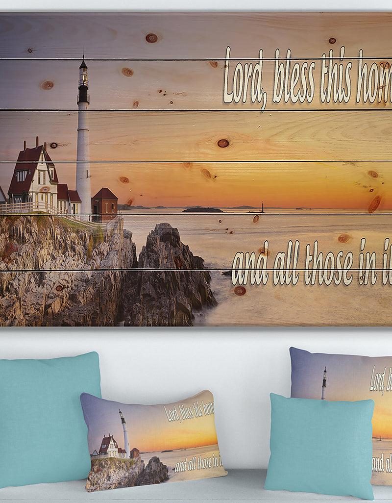 DesignQ Lord Bless this house and all those in it. Sunset - Textual Entrance Art on Wood Wall Art