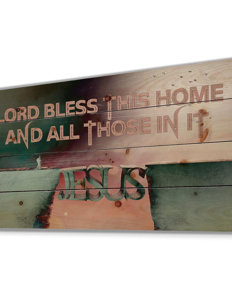 DesignQ Lord Bless This House And All Those In It. Vintage Jesus - Textual Entrance Art On Wood Wall Art