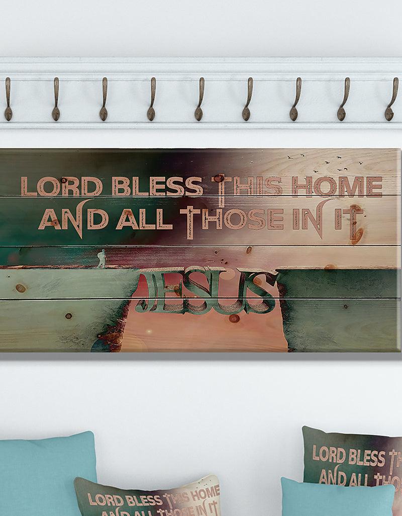 DesignQ Lord Bless this house and all those in it. Vintage Jesus - Textual Entrance Art on Wood Wall Art