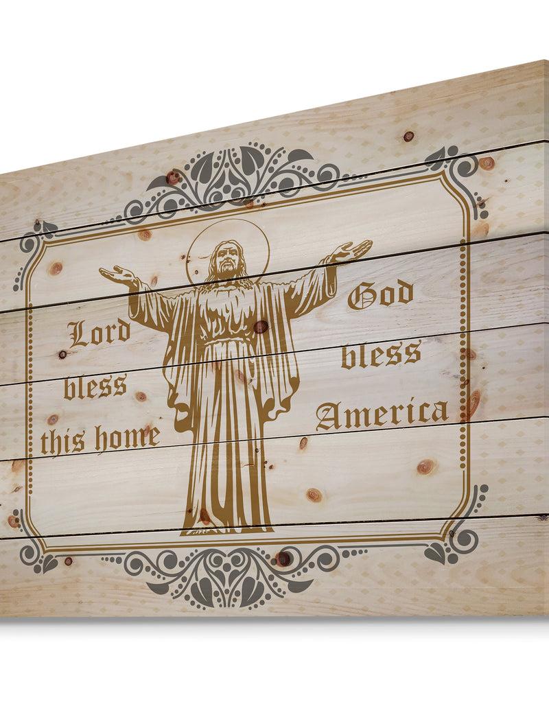 DesignQ Lord Bless This House. Lord Bless America - Textual Entrance Art On Wood Wall Art