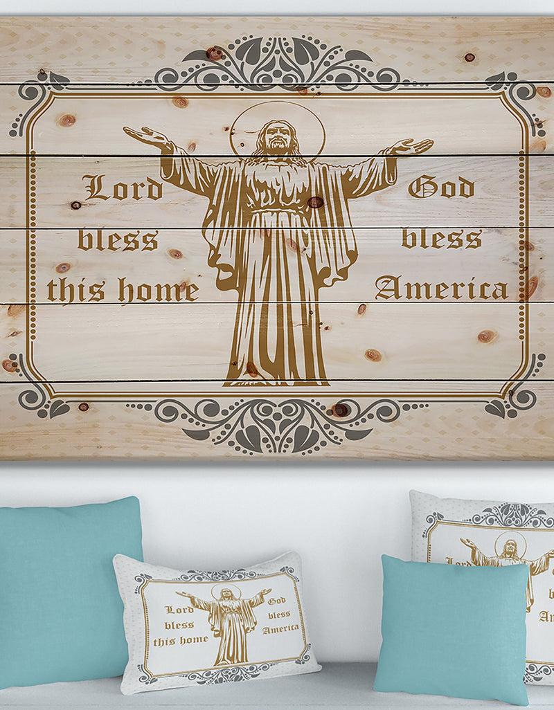 DesignQ Lord Bless this house. Lord Bless America - Textual Entrance Art on Wood Wall Art