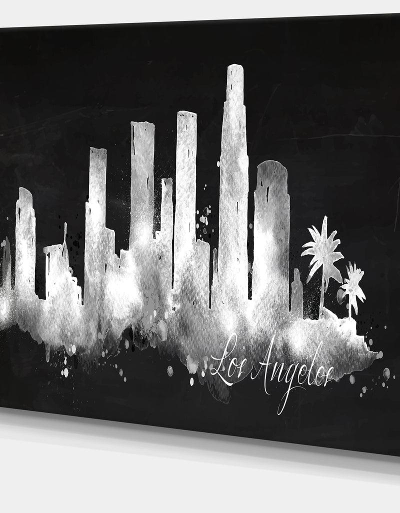 DesignQ Los Angeles Dark Silhouette - Cityscape Painting Canvas Print