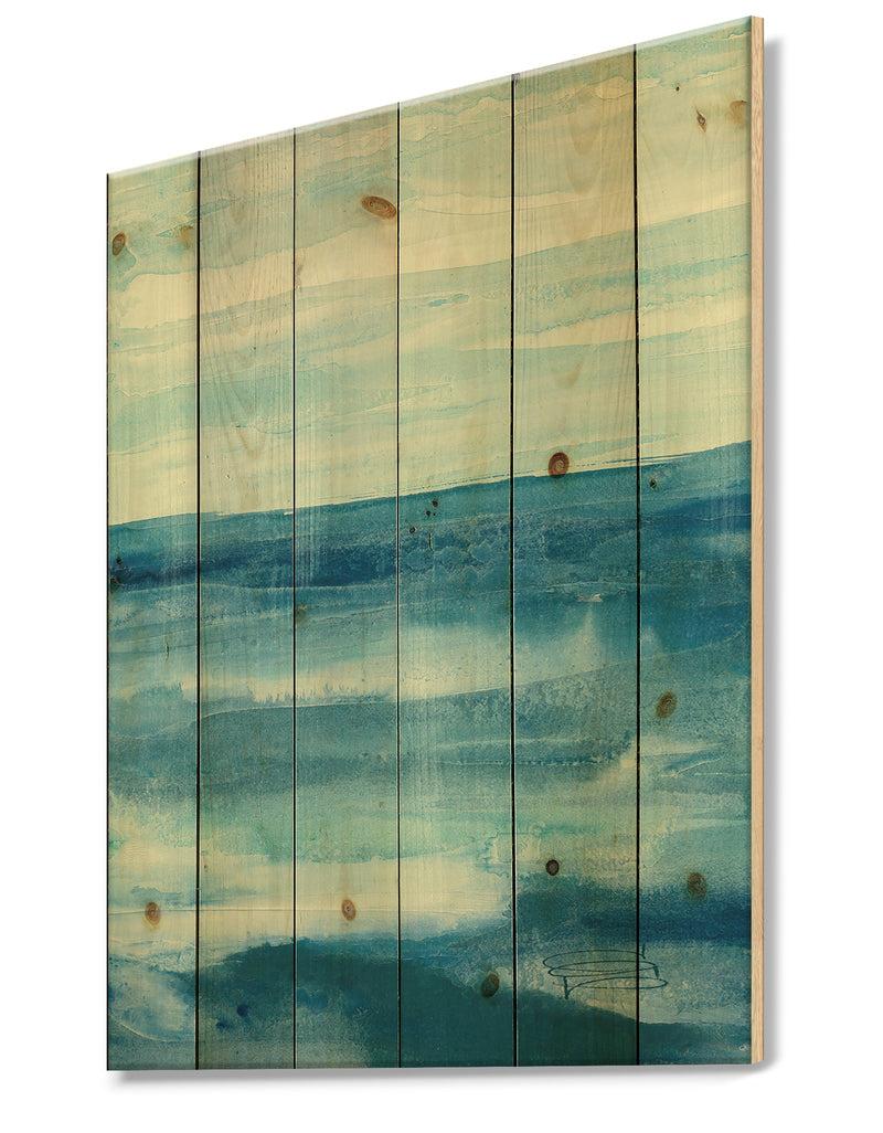 DesignQ Lost In Blue Panel - Nautical & Coastal Print On Natural Pine Wood