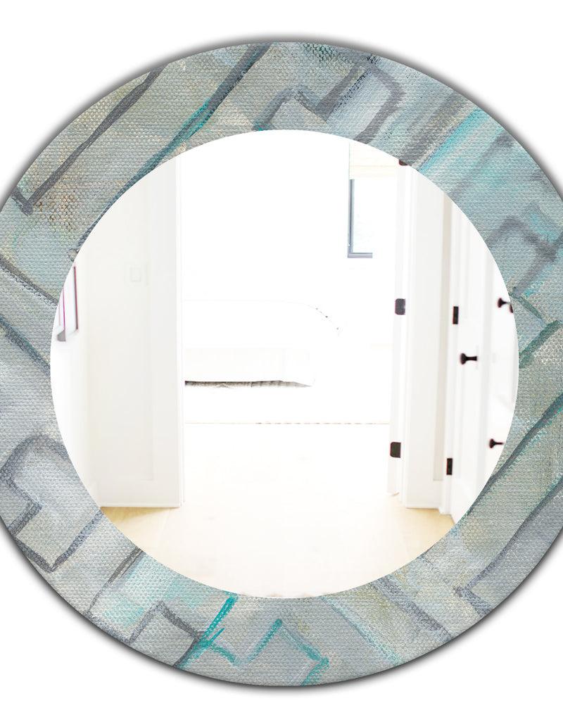 DesignQ Lost In Geometric Element - Modern Mirror - Frameless Oval Or Round Wall Mirror