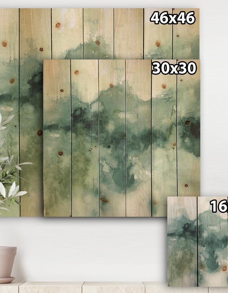 DesignQ Lost Into The Blue - Abstract Print On Natural Pine Wood